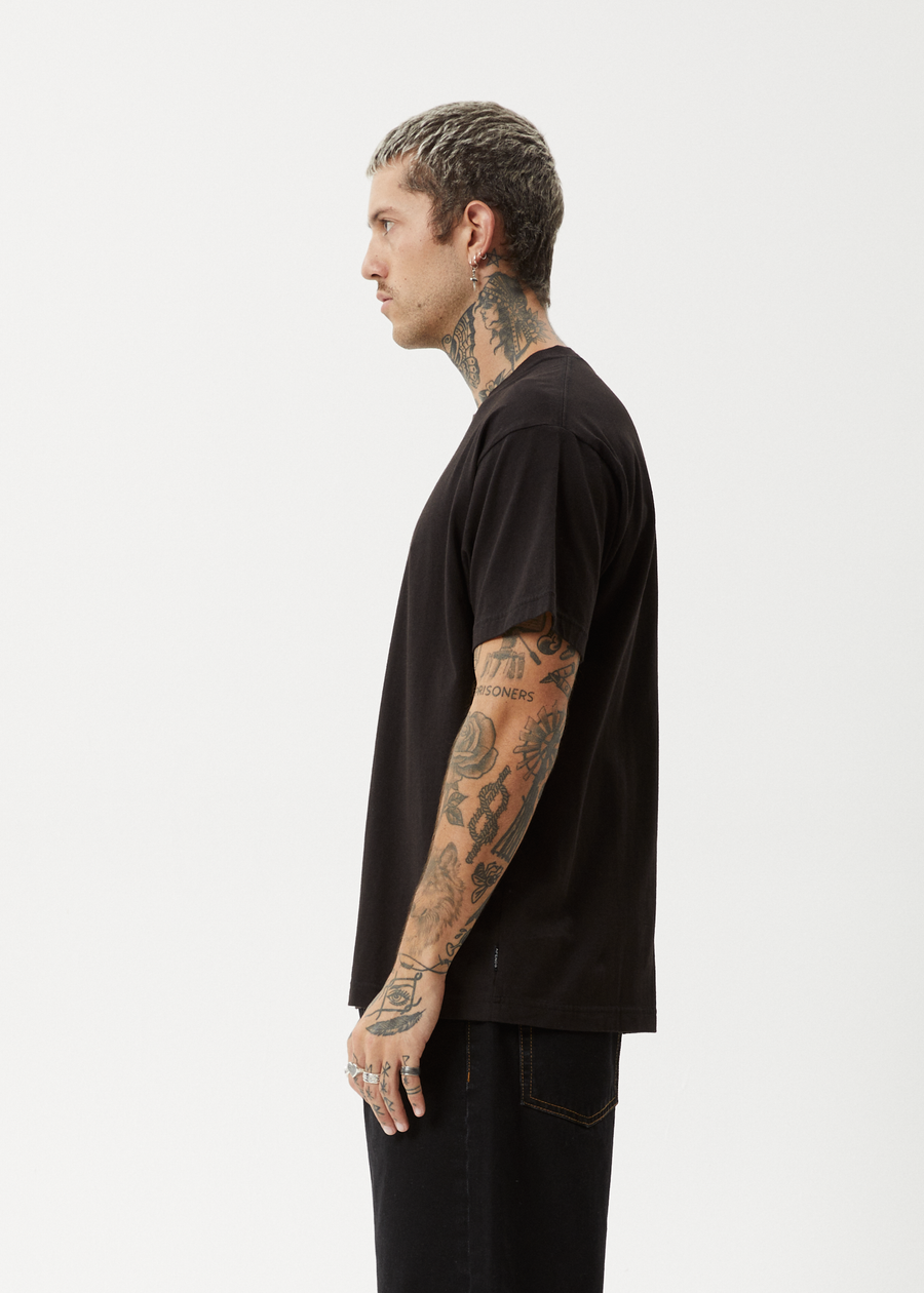 AFENDS Mens Peace Out - Boxy Tee - Black