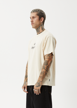 AFENDS Mens Peace Out - Boxy Tee - Sand - Afends mens peace out   boxy tee   sand