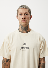 AFENDS Mens Peace Out - Boxy Tee - Sand - Afends mens peace out   boxy tee   sand