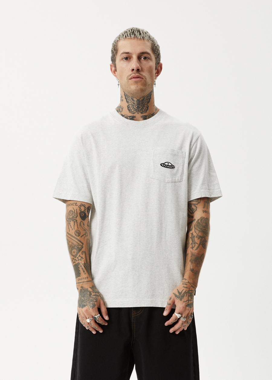 AFENDS Mens Earthling - Heavyweight Boxy Tee - Grey Marle