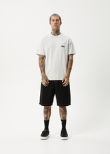 AFENDS Mens Earthling - Heavyweight Boxy Tee - Grey Marle - Afends mens earthling   heavyweight boxy tee   grey marle