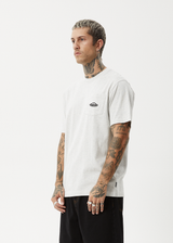 AFENDS Mens Earthling - Heavyweight Boxy Tee - Grey Marle - Afends mens earthling   heavyweight boxy tee   grey marle
