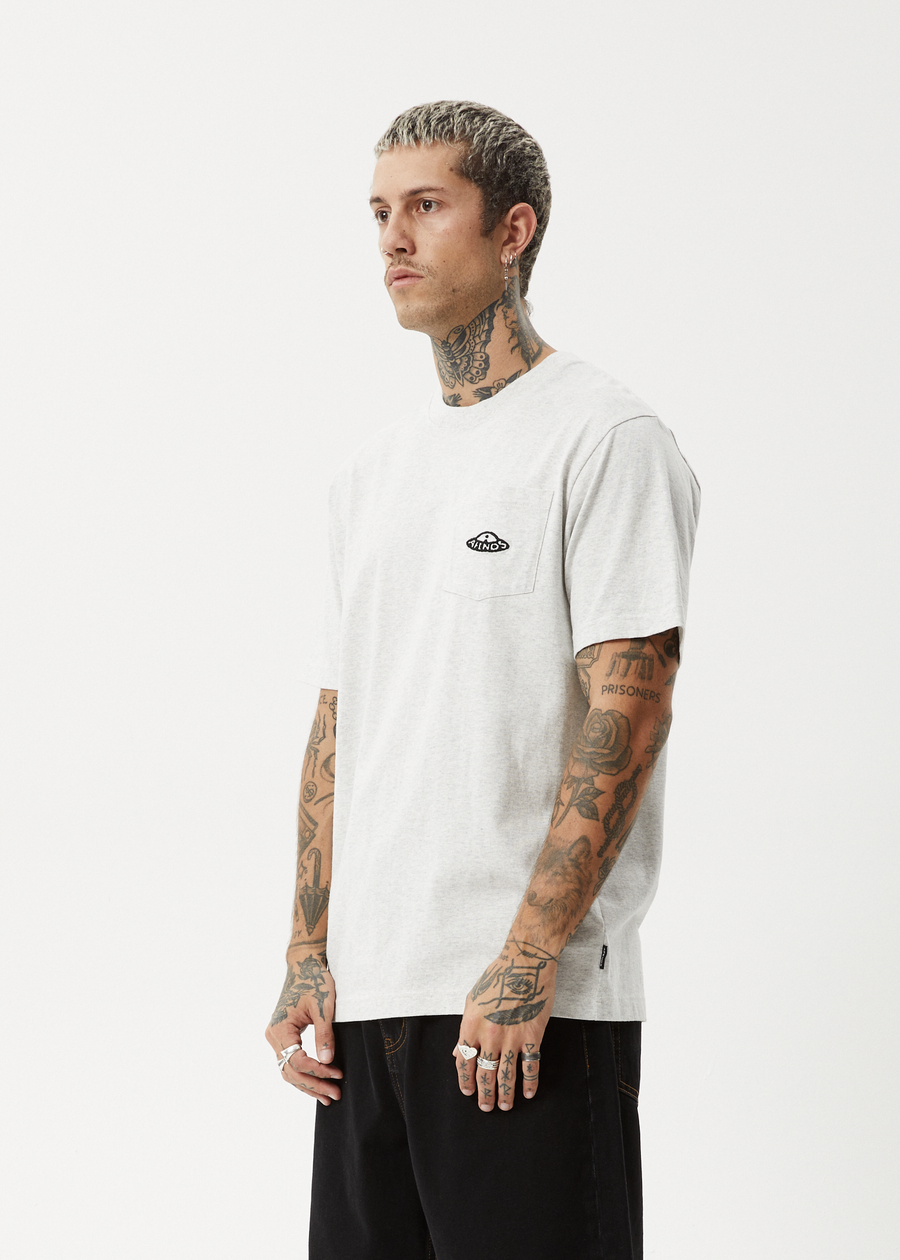 AFENDS Mens Earthling - Heavyweight Boxy Tee - Grey Marle
