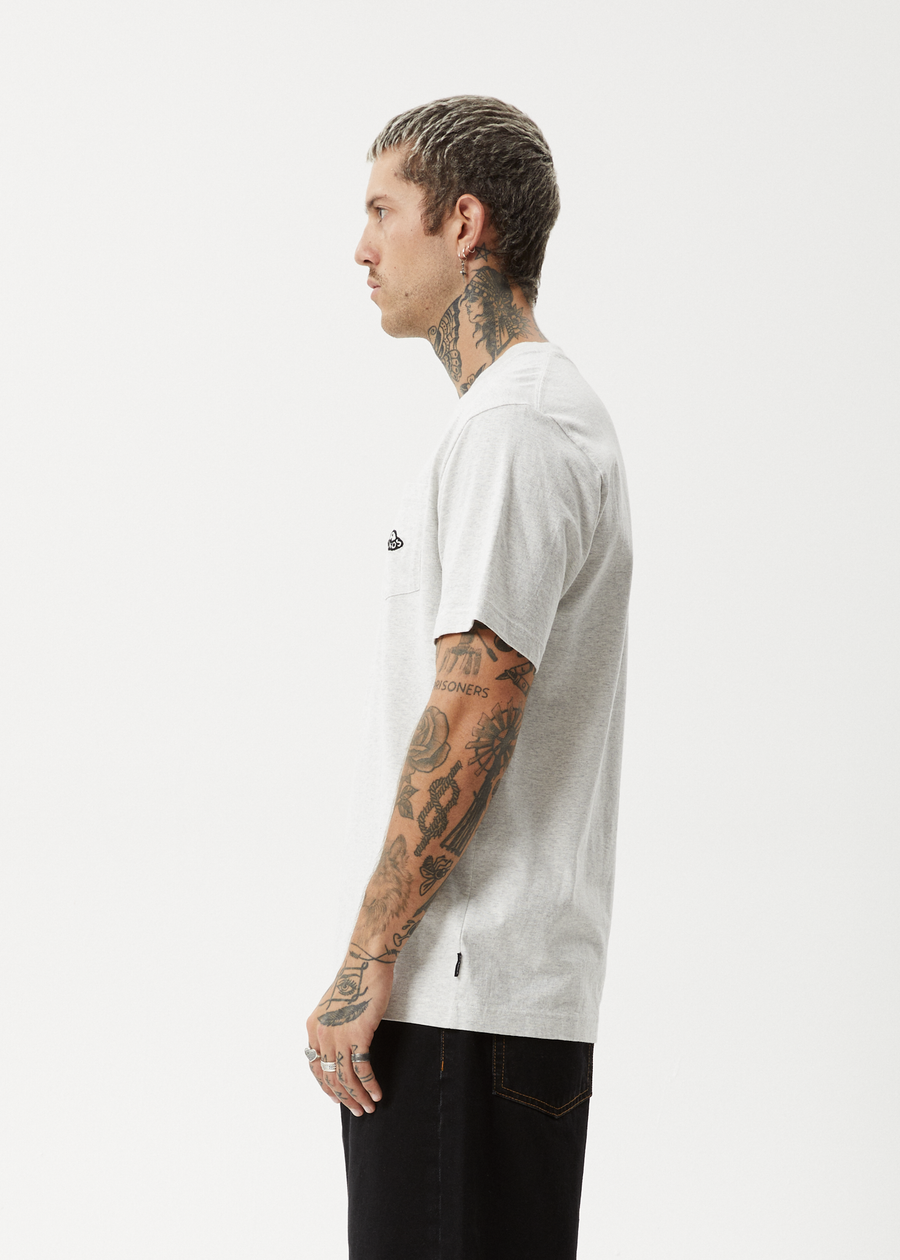 AFENDS Mens Earthling - Heavyweight Boxy Tee - Grey Marle
