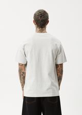 AFENDS Mens Earthling - Heavyweight Boxy Tee - Grey Marle - Afends mens earthling   heavyweight boxy tee   grey marle