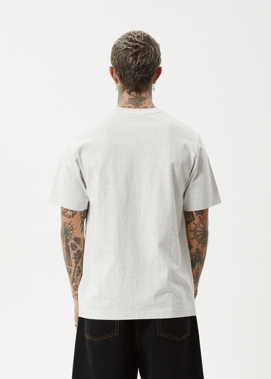 AFENDS Mens Earthling - Heavyweight Boxy Tee - Grey Marle