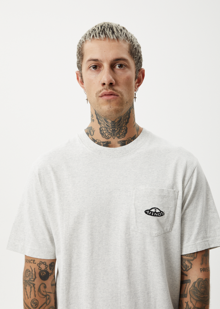 AFENDS Mens Earthling - Heavyweight Boxy Tee - Grey Marle