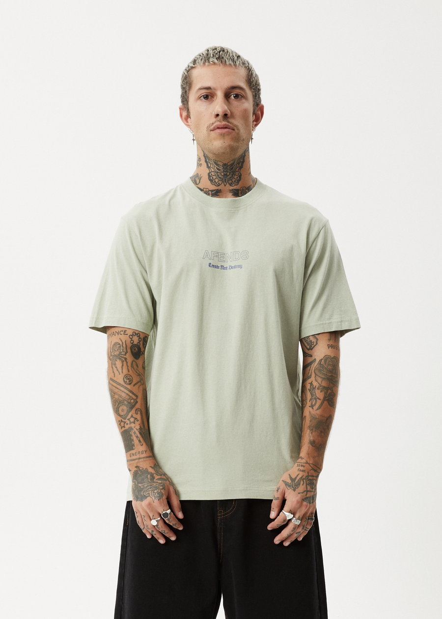 AFENDS Mens Creator - Retro Tee - Eucalyptus