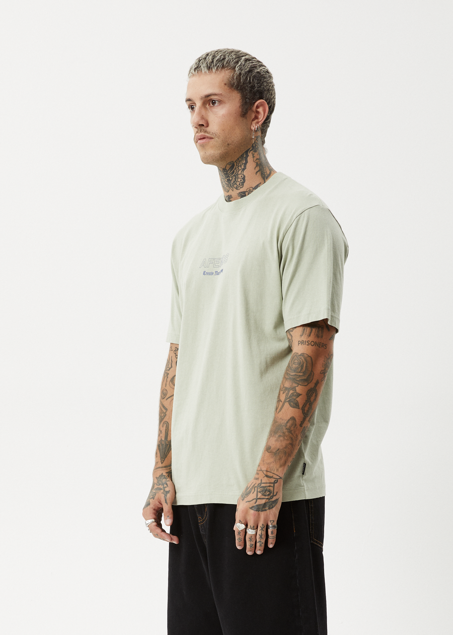 AFENDS Mens Creator - Retro Tee - Eucalyptus