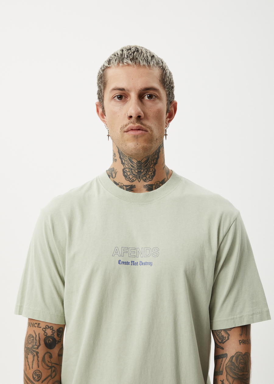 AFENDS Mens Creator - Retro Tee - Eucalyptus