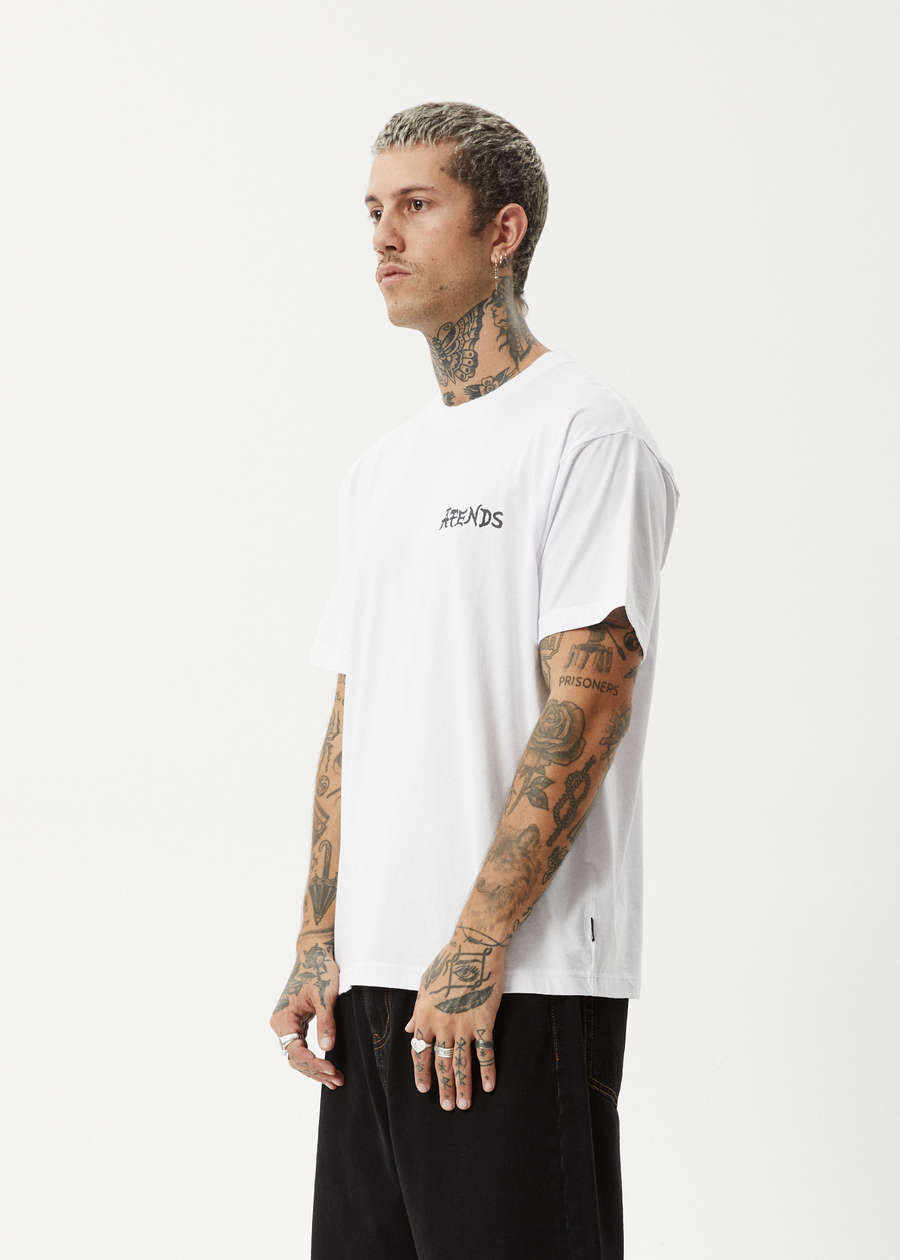 AFENDS Mens Destroyer - Boxy Tee - White