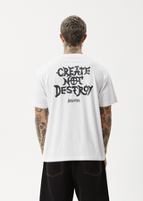 AFENDS Mens Destroyer - Boxy Tee - White - Afends mens destroyer   boxy tee   white