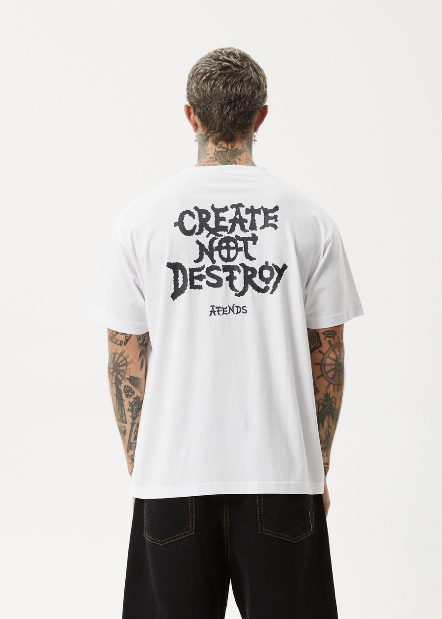 AFENDS Mens Destroyer - Boxy Tee - White