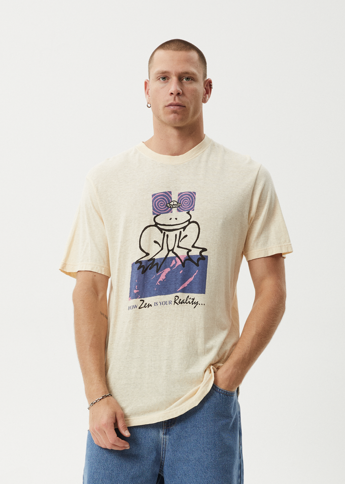 AFENDS Mens Zen Feeling - Retro Tee - Sand