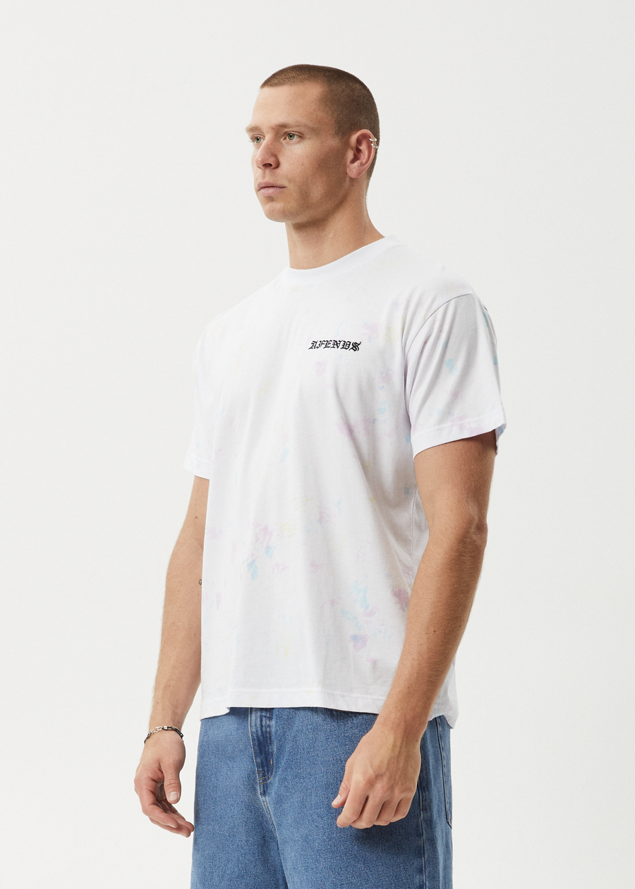 AFENDS Mens Tie Die - Boxy Tee - White