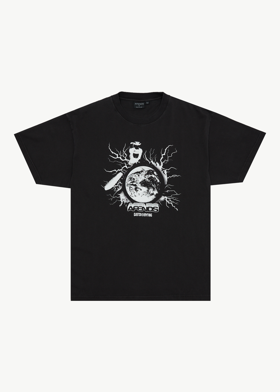 AFENDS Mens Doom Gen - Boxy Tee - Stone Black