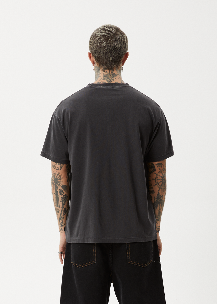 AFENDS Mens Doom Gen - Boxy Tee - Stone Black