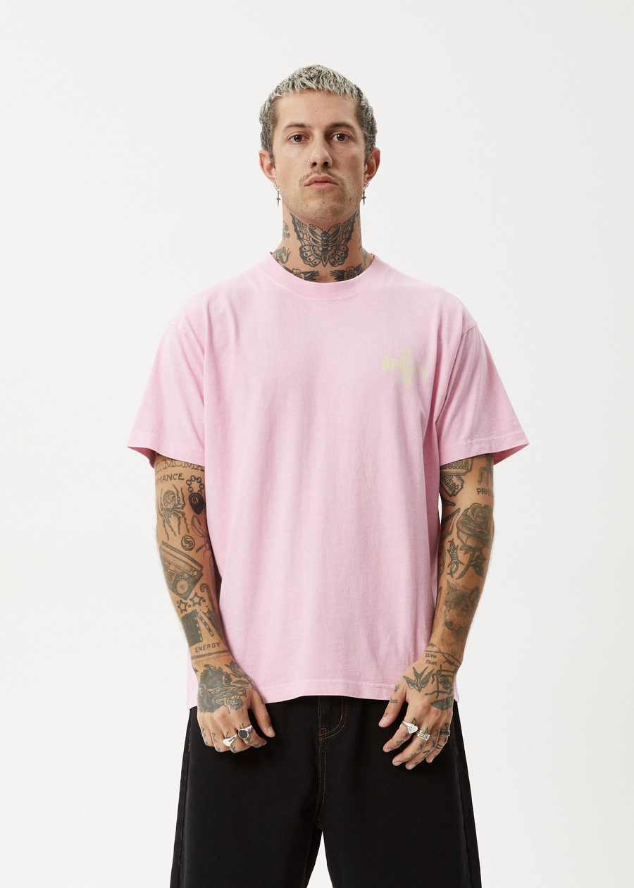 AFENDS Mens Altered - Heavyweight Boxy Tee - Vintage Pink