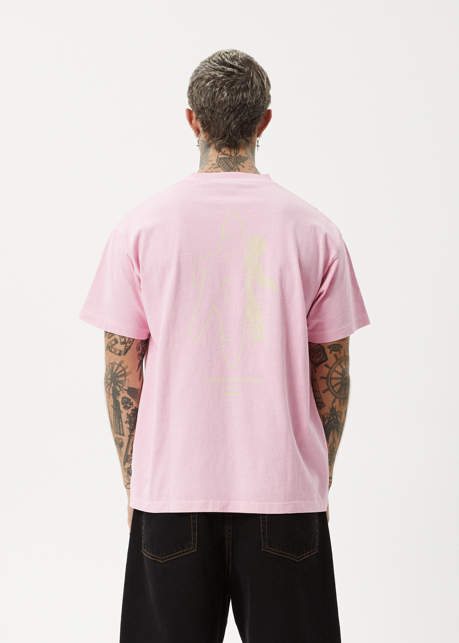 AFENDS Mens Altered - Heavyweight Boxy Tee - Vintage Pink