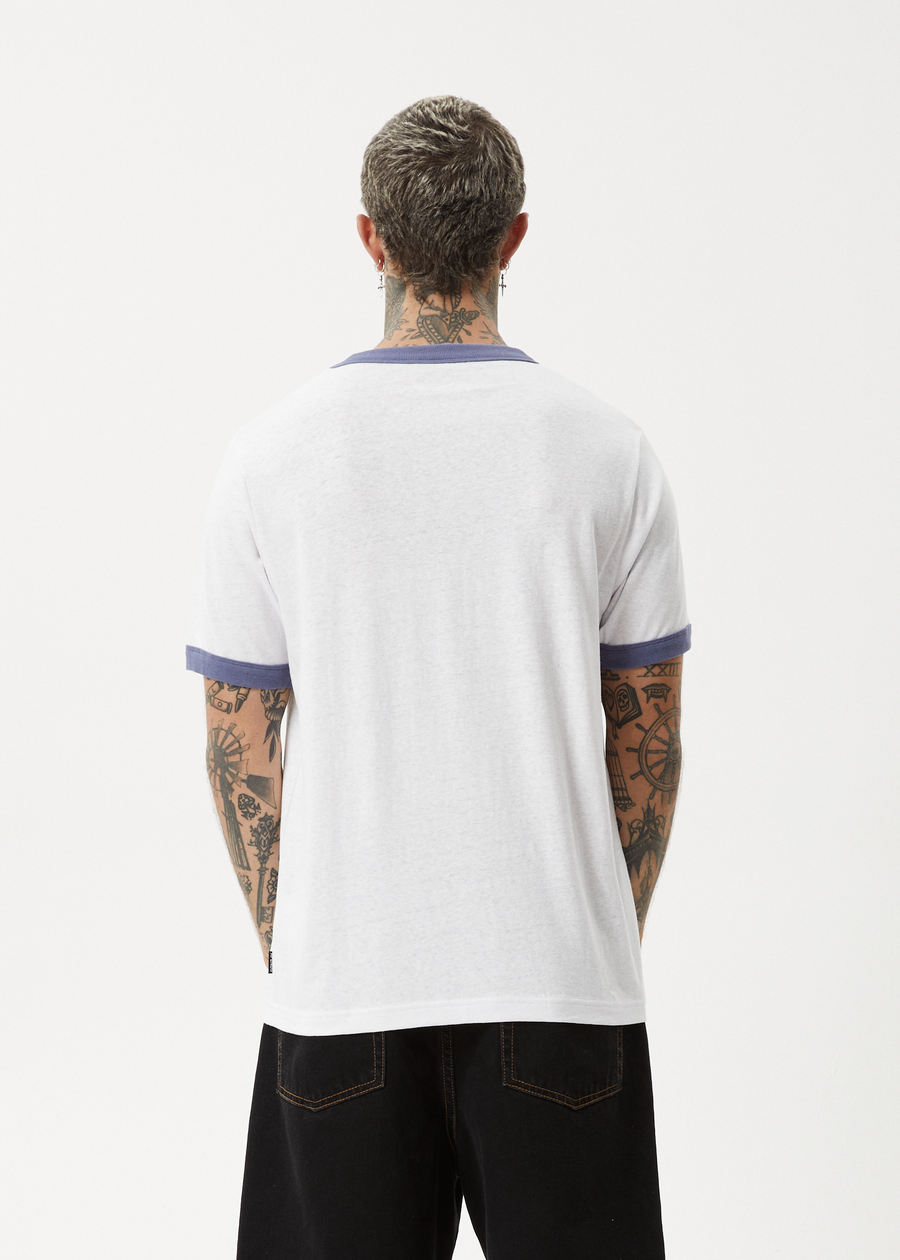 AFENDS Mens Byron Trip - Ringer Tee - White