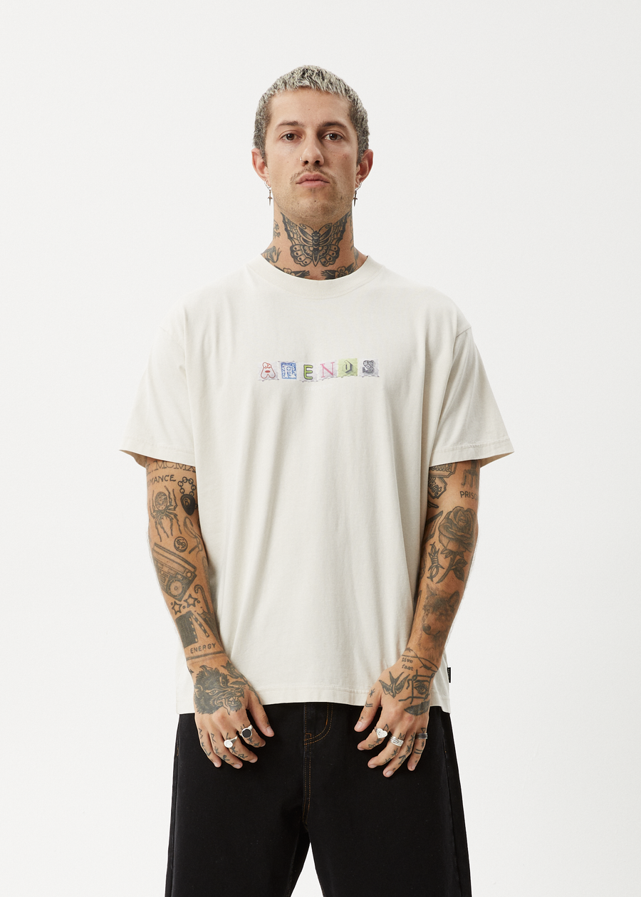 AFENDS Mens Take A Trip - Boxy Tee - Moonbeam