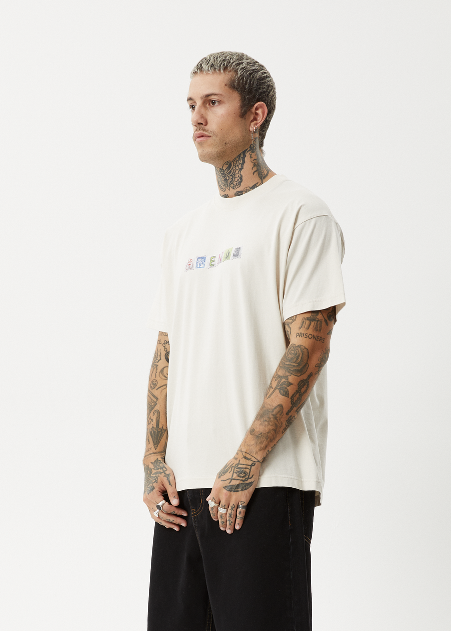 AFENDS Mens Take A Trip - Boxy Tee - Moonbeam