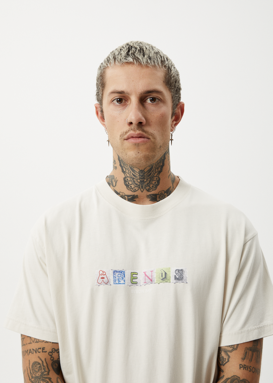 AFENDS Mens Take A Trip - Boxy Tee - Moonbeam