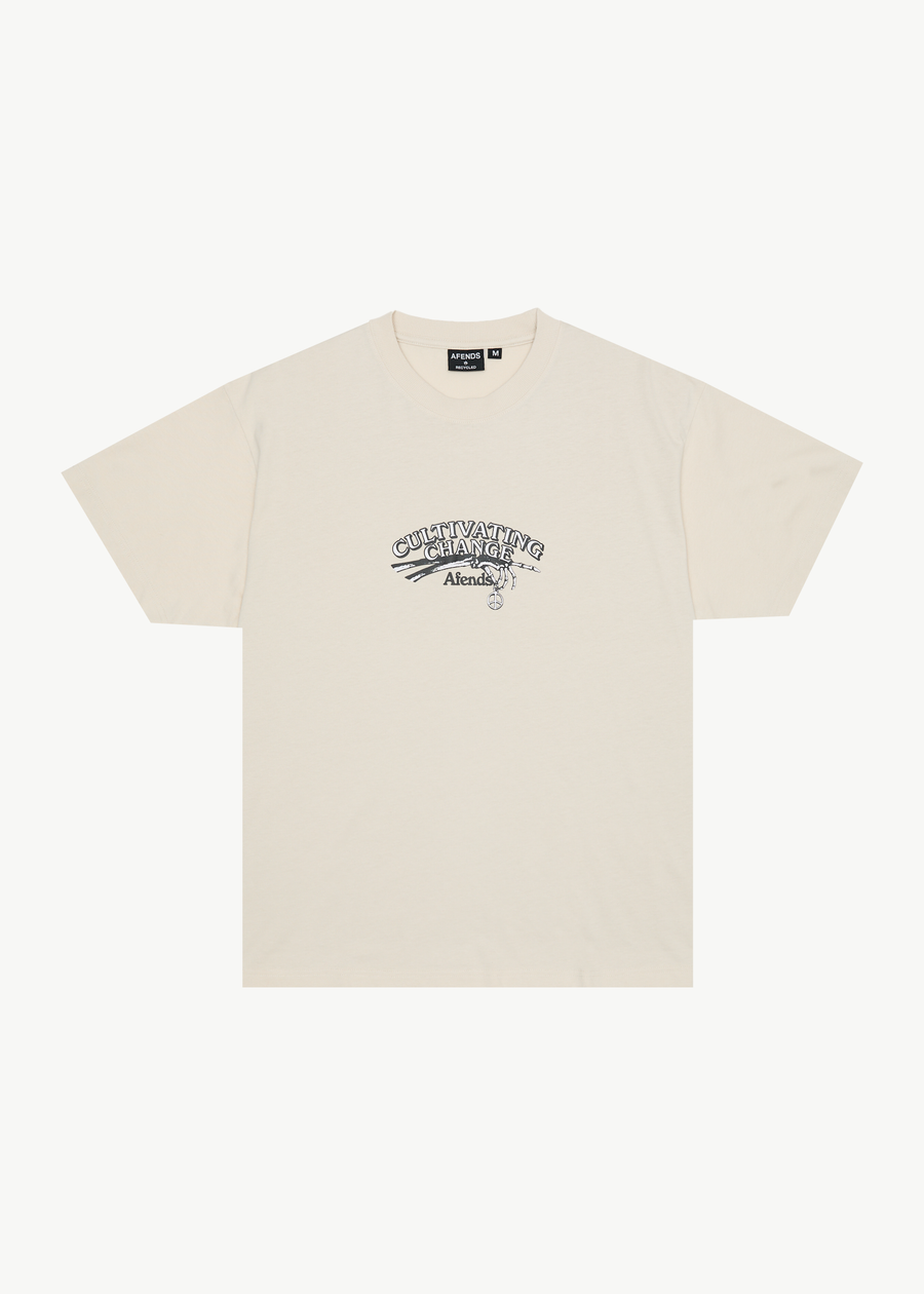 AFENDS Mens Cultivate Me - Boxy Tee - Moonbeam