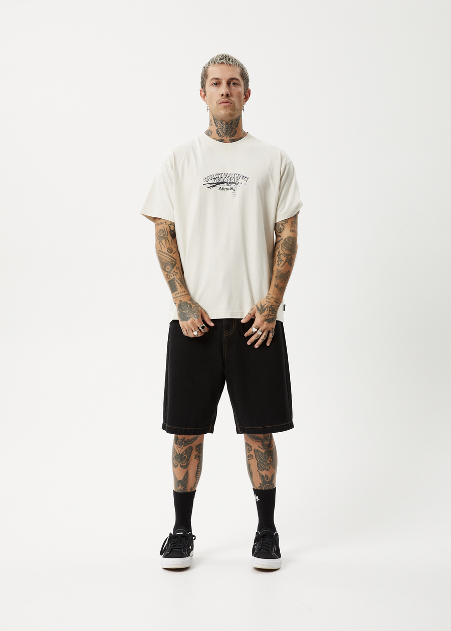 AFENDS Mens Cultivate Me - Boxy Tee - Moonbeam