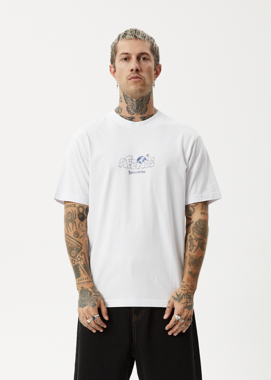 AFENDS Mens Chem Trails - Retro Tee - White