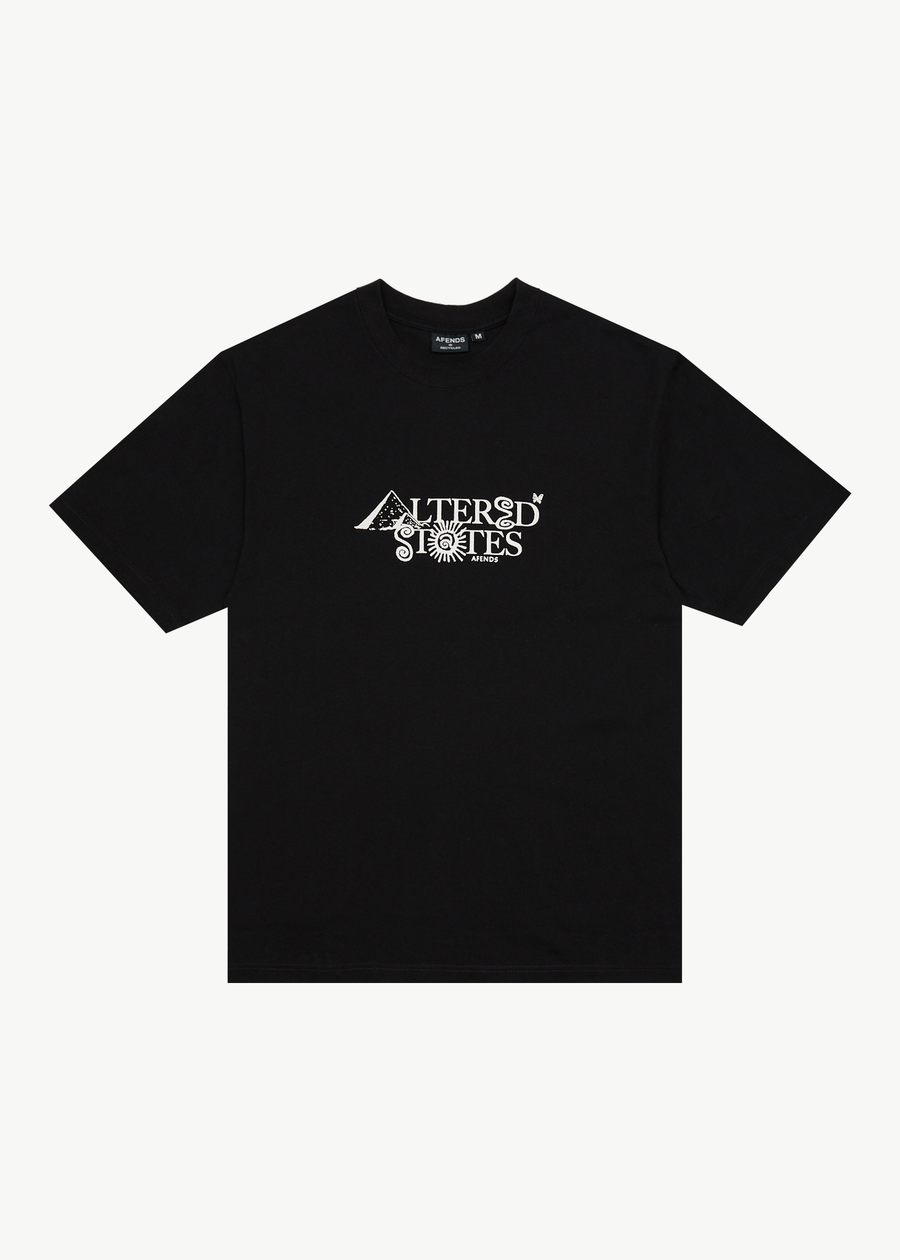 AFENDS Mens Deep State - Heavyweight Retro Tee - Black