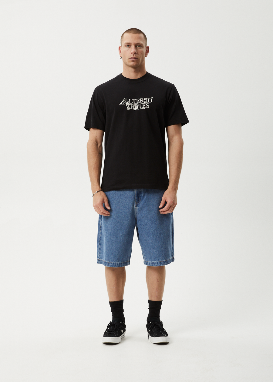 AFENDS Mens Deep State - Heavyweight Retro Tee - Black