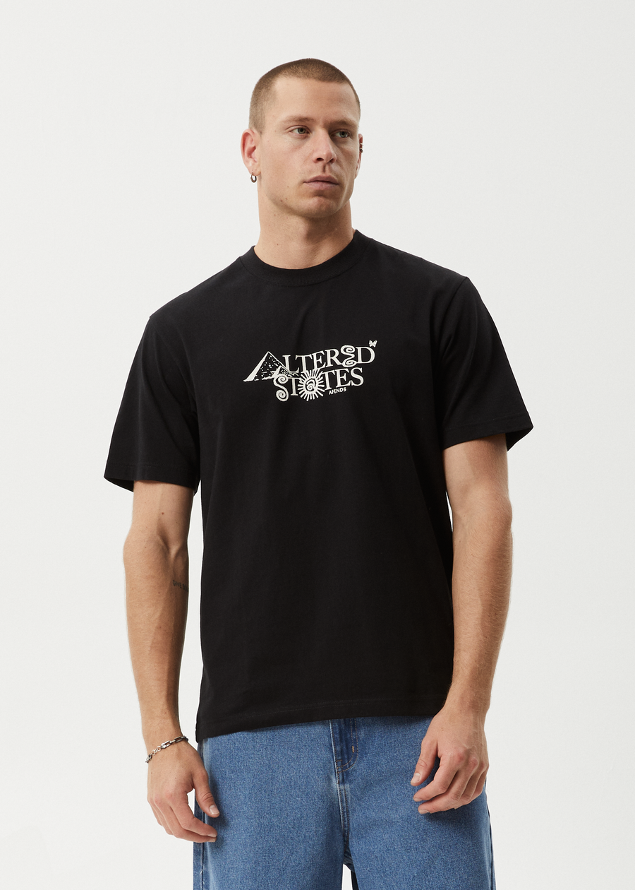 AFENDS Mens Deep State - Heavyweight Retro Tee - Black