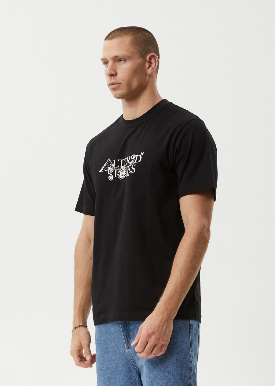 AFENDS Mens Deep State - Heavyweight Retro Tee - Black