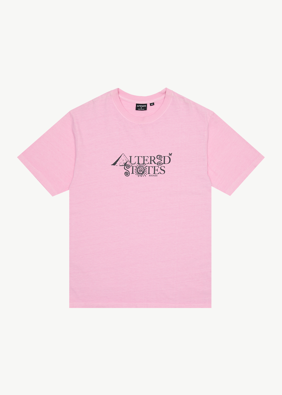 AFENDS Mens Deep State - Heavyweight Retro Tee - Vintage Pink