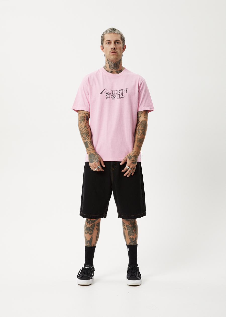 AFENDS Mens Deep State - Heavyweight Retro Tee - Vintage Pink