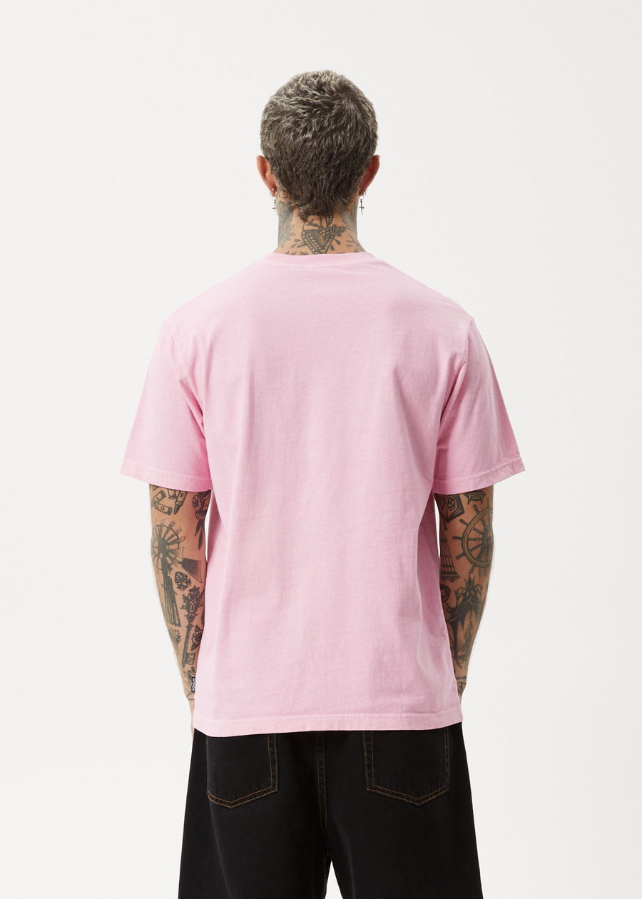 AFENDS Mens Deep State - Heavyweight Retro Tee - Vintage Pink