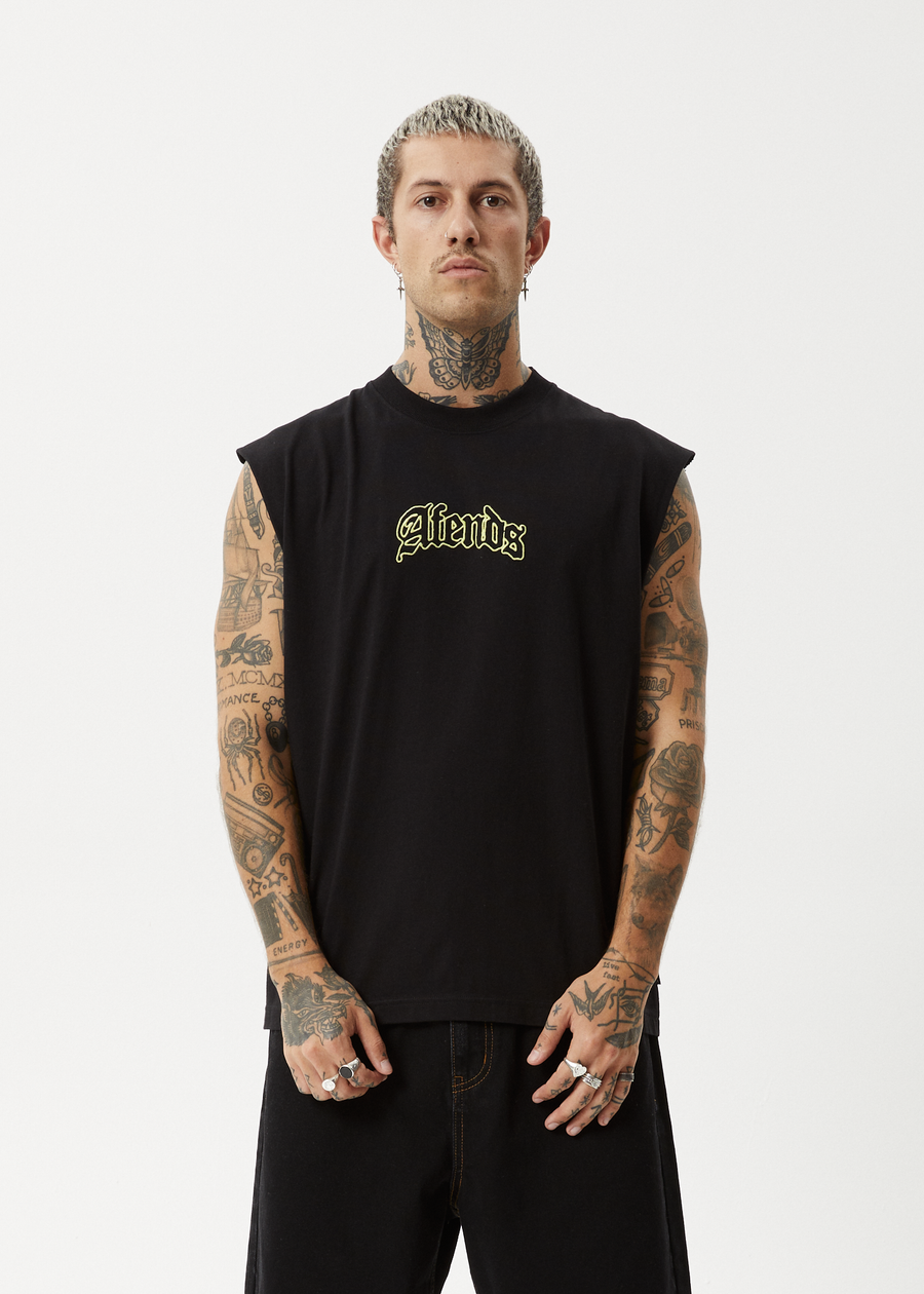 AFENDS Mens Home - Sleeveless Tee - Black