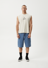 AFENDS Mens Peace Out - Sleeveless Tee - Moonbeam - Afends mens peace out   sleeveless tee   moonbeam