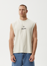 AFENDS Mens Peace Out - Sleeveless Tee - Moonbeam - Afends mens peace out   sleeveless tee   moonbeam
