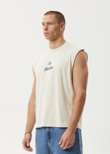 AFENDS Mens Peace Out - Sleeveless Tee - Moonbeam - Afends mens peace out   sleeveless tee   moonbeam