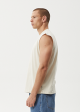 AFENDS Mens Peace Out - Sleeveless Tee - Moonbeam - Afends mens peace out   sleeveless tee   moonbeam