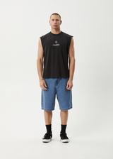 AFENDS Mens Peace Out - Sleeveless Tee - Stone Black - Afends mens peace out   sleeveless tee   stone black