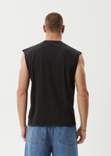 AFENDS Mens Peace Out - Sleeveless Tee - Stone Black - Afends mens peace out   sleeveless tee   stone black