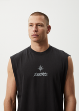 AFENDS Mens Peace Out - Sleeveless Tee - Stone Black - Afends mens peace out   sleeveless tee   stone black