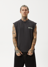 AFENDS Mens Destroyer - Sleeveless Tee - Stone Black - Afends mens destroyer   sleeveless tee   stone black