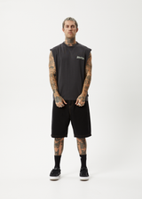 AFENDS Mens Destroyer - Sleeveless Tee - Stone Black - Afends mens destroyer   sleeveless tee   stone black