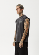 AFENDS Mens Destroyer - Sleeveless Tee - Stone Black - Afends mens destroyer   sleeveless tee   stone black
