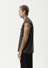 AFENDS Mens Destroyer - Sleeveless Tee - Stone Black - Afends mens destroyer   sleeveless tee   stone black