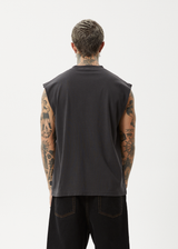 AFENDS Mens Destroyer - Sleeveless Tee - Stone Black - Afends mens destroyer   sleeveless tee   stone black